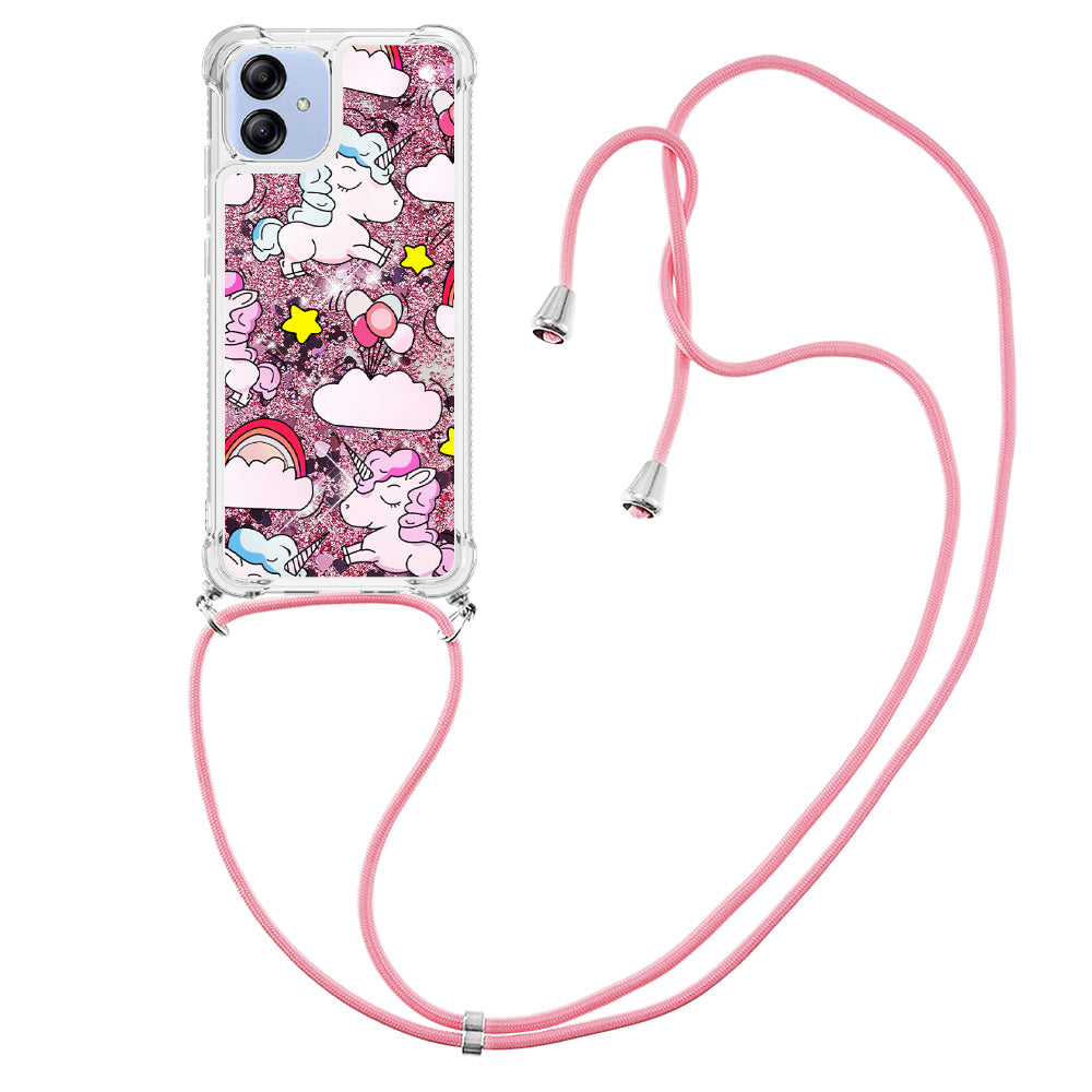 YB Quicksand Series-5 for Samsung Galaxy A04e 4G F04 4G M04 4G Pattern Printing Liquid Quicksand TPU Back Cover Phone Shockproof Case with Lanyard YB Quicksand Series-5 for Samsung Galaxy A04e 4G F04 4G M04 4G Pattern Printing Liquid Quicksand TPU Back Cover Phone Shockproof Case with Lanyard